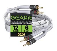 GearIT - Cavo per altoparlanti da 2 mm con due connettori a banana placcati oro (1,8 metri), resistente, trecciato, struttura in rame privo di ossigeno (OFC), bianco