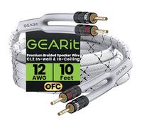 GearIT - Cavo per altoparlanti da 2 mm con due connettori a banana placcati oro (3 metri), classe CL2, resistente, trecciato, struttura in rame privo di ossigeno (OFC), bianco