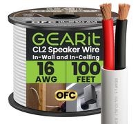 GearIT Cavo per altoparlanti da parete OFC 2 x 1,5 mm≤ (30,48 metri - bianco), rame privo di ossigeno, cavo audio Hi-Fi per In-Wall / CL2 nominale / 2 conduttori - 16 gauge AWG, 30,4 m