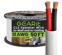 GearIT Cavo per altoparlanti da parete OFC 2 x 4 mm≤ (15,24 metri, bianco) in rame privo di ossigeno, cavo audio Hi-Fi per montaggio a parete, CL2, 2 conduttori, calibro 12 AWG, 15,2 m