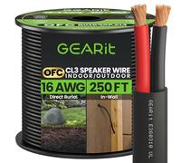 GearIT Cavo per altoparlanti esterni OFC 2 x 1,5 mm≤ (76,2 metri, nero), rame privo di ossigeno, cavo audio Hi-Fi per interramento diretto nel terreno/a parete/CL3 CL2 nominale/2 conduttori - 16 gauge