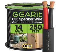 GearIT Cavo per altoparlanti esterni OFC 2 x 2,5 mm≤ (76,2 metri, nero), rame privo di ossigeno, cavo audio Hi-Fi per interramento diretto a terra/a parete/CL3 CL2 nominale/2 conduttori - 14 AWG AWG,
