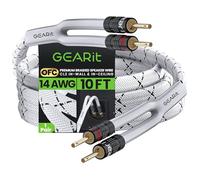 GearIT Cavo per altoparlanti intrecciato di alta qualità da 14 AWG (3,5 m) con doppia spina a banana placcata in oro, CL2, rame privo di ossigeno (OFC), bianco