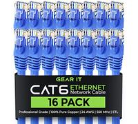 GearIT Pacco da 100, cavi Cat 6 Ethernet con patch antigroviglio, 0,3 m - RJ45 cavo di rete LAN per computer, blu - Compatibile con switch 5 porte PoE 5PORT Gigabit Blue 7 Feet (16-Pack)