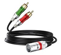 GearIT XLR maschio a 2 RCA maschio a Y cavo splitter (2,0 m) doppio 2 RCA a 1 XLR maschio a maschio - spina unblance per mixer home theater amplificatori sistemi Hi-Fi microfono, 6,6 piedi