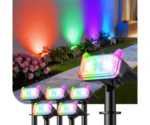 GEARLITE Lampade solari per esterni, giardino, decorazione natalizia, 6 pezzi, IP65, impermeabili, 8 modalità di luminosità, luci solari per esterni, giardino, alberi, cortili, sentieri