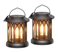 GEARLITE Lanterne Solaire Exterieur Jardin, 2 Pièces Lampe Solaire Exterieur Suspendue Decorative, LED IP65 Étanche Lumiere Solaire Exterieur Blanc Chaud Tungstène avec Clips pour Deco Jardin Balcon