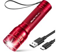 GEARLITE Torcia a LED ricaricabile, 2000 lm, super luminosa, con 3 modalità, torcia portatile piccola con batteria, torcia impermeabile zoomabile per interruzioni di corrente, emergenza, campeggio