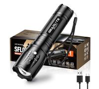GEARLITE Torcia a LED ricaricabile, 2000 lm, zoomabile, ricaricabile, con 3 modalità, lunga durata, impermeabile IP65, torcia LED super luminosa per campeggio, escursionismo, emergenze, regali per