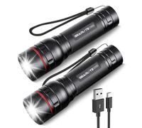 GEARLITE Torcia a LED ricaricabile, confezione da 2 pezzi, 2000 lm, super luminosa, messa a fuoco regolabile, 3 modalità di illuminazione, lunga durata della batteria, torcia tascabile impermeabile