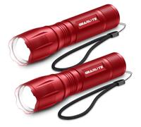 GEARLITE Torcia LED a batteria, 2 pezzi, 2000 lumen, estremamente luminosa, con 5 modalità, IP65, impermeabile, per bambini, campeggio, attività all'aperto, colore: rosso