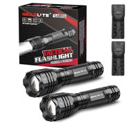 GEARLITE Torcia LED Potente Professionale 2 Pezzi, Torcia Super Potente in Alluminio da 5000 Lumen a Batteria, IP65 Impermeabile Mini Torcia LED con Zoom Regolabile da Campeggio, Trekking, Emergenza