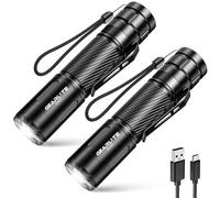 GEARLITE Torcia LED Ricaricabile Potente, 2 Pezzi Torcia Led Potente Professionale Portatile Lunga Durata, 3 Modalità, IP65 Impermeabile Mini Torce Alta Potenza Ricaricabili da Campeggio, Trekking