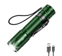 GEARLITE Torcia LED Ricaricabile Potente, 2000 Lumen Torcia Led Potente Professionale Lunga Durata, 3 Modalità, IP65 Impermeabile Mini Torce Alta Potenza Ricaricabili da Campeggio, Trekking (Verde)