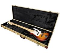 Gearlux Custodia rigida per basso, adatta per Fender Precision/Jazz Bass e altro ancora, con serratura esterna e chiave, scomparto interno per accessori e imbottitura interna in peluche, tweed