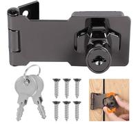Gearmax 1 Pezzi 3 Pollici Cassetto Armadio Serrature,Sicurezza con Serratura a Chiave con Viti Hasp Lock Chiusure Hasp Cromato Hardware per Porte, Finestre, Cassetti, Armadi(Nero)