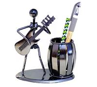 Gearmax 1 Pezzi Contenitore per Penne Creativo,Portapenne Organizzatore,Decorativo Pistola Metallo Grigio Design Chitarra da Musicisti,Penna Contenitore Supporto Desktop di Forniture per Ufficio