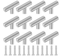 Gearmax 12 Pezzi Maniglie per Mobili a T,Maniglie Cucina per Armadio Pomelli con Viti per Mobili Spazzolato Forma a T Manopole per Cassetti per Mobili Cucina Cassetti e Armadi(Argento)