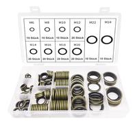 Gearmax 150 Pezzi Rondella Piatta con Labbro in Gomma, 10 Misure Piatte Guarnizione O-Ring Kit Assortito per Rondelle Piatte in Rame Guarnizioni Idrauliche per Riparazione Auto