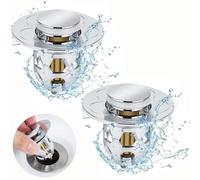 Gearmax 2 Pezzi Tappo Lavandino Bagno,Filtro Tappi Lavandino Bagno con Filtro Anti Clogging Tappi Lavandino Filtro Filter Lavandino Cucina Adatto per Scarichi e Lavelli da 34 mm - 40 mm (Argento)