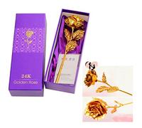 Gearmax Regalo Festa Della Donna, Romantico 24K Placcato Oro Rosa Fiore, Rosa Placcata Oro 24 Carati con Confezione per San Valentino/Festa Della MammaNatale Compleanno(Golden)