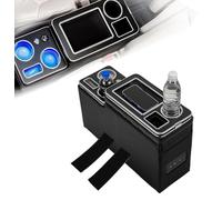 GEARMONSTER Consolle centrale con ripiani, vano portaoggetti, console centrale, con porta bevande, porta USB, luci a LED, accendisigari compatibile con VW T5 T6 T6.1, nero