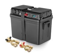 GEARMONSTER Scatola per batteria per motore da barca, gonfiabile, con connettore USB e 12 V, accendisigari, indicatore LED, spina da 50 A, adatta per batterie di dimensioni 24/27/31