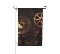 Gears Clock - Bandiere da giardino in bronzo secolo per esterni, su entrambi i lati, bandiere da giardino 30 x 45 cm, piccole bandiere da giardino stagionali per decorazioni interne ed esterne