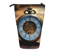 Gears Clock Bronze Century - Astuccio verticale retrattile per matite, penne, matite e piccoli oggetti, Nero , Taglia unica, Astuccio per trucchi