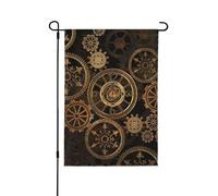 Gears Clock Bronze Century Bandiere da giardino su entrambi i lati, decorazione stagionale per tutte le stagioni per la decorazione del portico anteriore del cortile