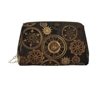 Gears Clock Bronze Century - Borsa organizer per articoli da toeletta in pelle da donna, adatta ai viaggi, Oro, Taglia unica, Beauty case