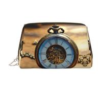 Gears Clock Bronze Century - Borsa organizer per articoli da toeletta in pelle da donna, adatta ai viaggi, Oro, Taglia unica, Beauty case