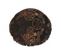 Gears Clock Bronze Century Cuffia da bagno stampata, protezione per capelli a doppio strato, copertura elastica per capelli per lavare il viso, 27 cm
