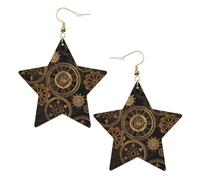 Gears Clock Bronze Century Party Orecchini da donna, scintillanti orecchini pendenti a stella, gioielli alla moda per la notte fuori, One Size, Pelle