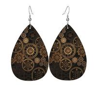 Gears Clock Bronze Century Piercing Orecchini a Goccia Set di Orecchini in Pelle Moda Orecchini Pendenti Cerchio Per Le Donne Festa di Compleanno Gioielli Regalo