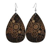 Gears Clock Bronze Century Piercing Orecchini a Goccia Set di Orecchini in Pelle Moda Orecchini Pendenti Cerchio Per Le Donne Festa di Compleanno Gioielli Regalo