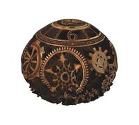 Gears Clock Bronze Century Print Cuffia per capelli con fascia elastica regolabile e vibrante, cuffia da doccia da donna riutilizzabile impermeabile