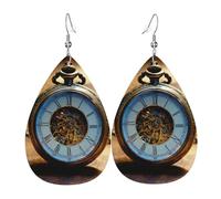 Gears Clock Bronze Century Print Leather ciondola gli orecchini per le donne eleganti orecchini pendenti leggeri gioielli di moda