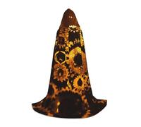 Gears Clock Bronze Century Print Mantello con cappuccio per donne uomini abiti medievale costume mantello per Halloween Masquerade Cosplay, nero, Large