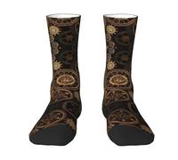 Gears Clock Bronze Century Print Novità Casual Mid-Tube Socks, divertenti calzini di colore a contrasto, calzini carini Mid-Tube - 1 paio, 2 Nero-2, Taglia unica