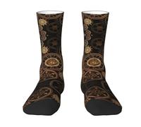 Gears Clock Bronze Century Print Novità Casual Mid-Tube Socks, divertenti calzini di colore a contrasto, calzini carini Mid-Tube - 1 paio, bianco, Taglia unica
