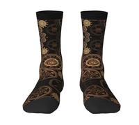 Gears Clock Bronze Century Print Novità Casual Mid-Tube Socks, divertenti calzini di colore a contrasto, calzini carini Mid-Tube - 1 paio, 3 nero, Taglia unica