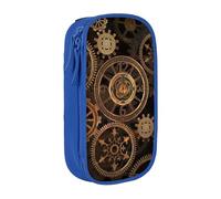 Gears Clock Bronze Century Print pratico astuccio multi-scomparto ufficio viaggi scuola arte forniture quotidiane, Blu, Taglia unica, Con tasca per il