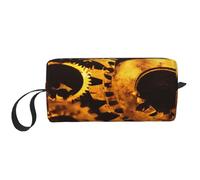Gears Clock Bronze Century Print Travel Storage Case Portable Cosmetic Pouch Zippered Organizer Bag for Orderly Arrangement