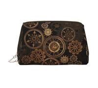 Gears Clock Bronze Century stampato grande organizer per trucchi versatile custodia da toilette con chiusura a cerniera sicura per donne, Oro, One Size