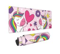 Gearsly Tappetino per mouse da gaming, grande, grande, arcobaleno, unicorno, luna, stelle, base in gomma antiscivolo, impermeabile, tappetino per mouse XL per computer portatile e ufficio, 80 x 30 cm