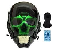 Gearwell Casco cosplay, maschera luminosa del cranio, controllo della voce cyberpunk luminosa con 10 livelli di luminosità e 8 modalità di luce dinamica