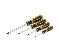 GearWrench 80061H 4-teilger Pozidriv Doppelmaterial-Schraubendreher-Satz, Rutschfest, mit Schwarzer Oxidspitze