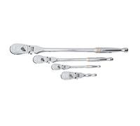 GEARWRENCH 81230T - Set di 4 cricchetti con testa flessibile a 90 denti, 1/4", 3/8" e 1/2", cromato lucido
