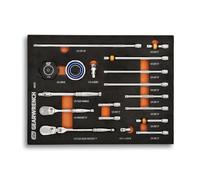 GearWrench 86520, Set di attrezzi da 18 pezzi, con chiavi, cricchetto a 90 denti da 1/4" e vassoio in schiuma EVA
